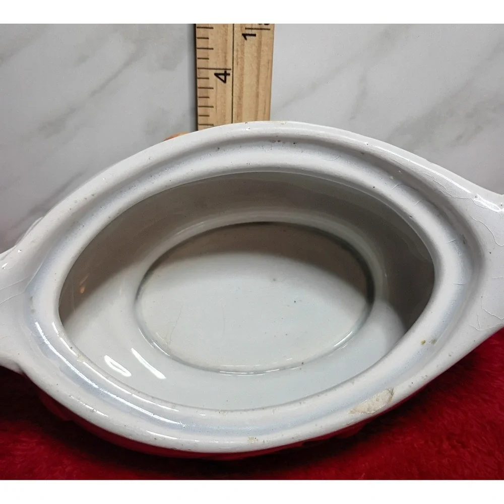 Vintage Ceramic Gravy Boat with Lid Vegetable Harvest Corn Carrot Radish White